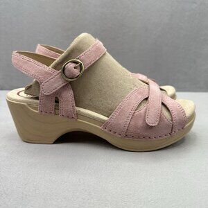 Womens 6.5-7 / EU 37 Dansko Season Sandals Petal Rose Suede Leather Slingback